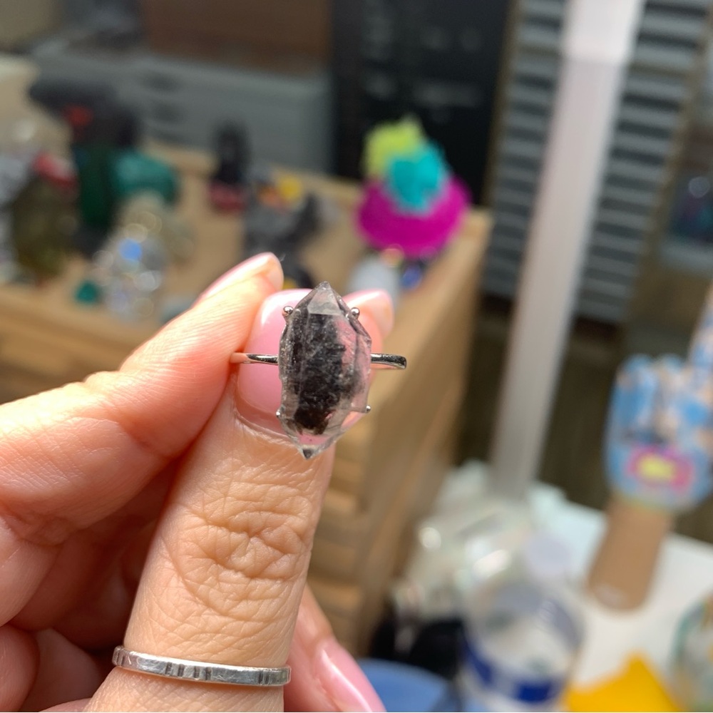 925 adjustable herkimer diamond ring